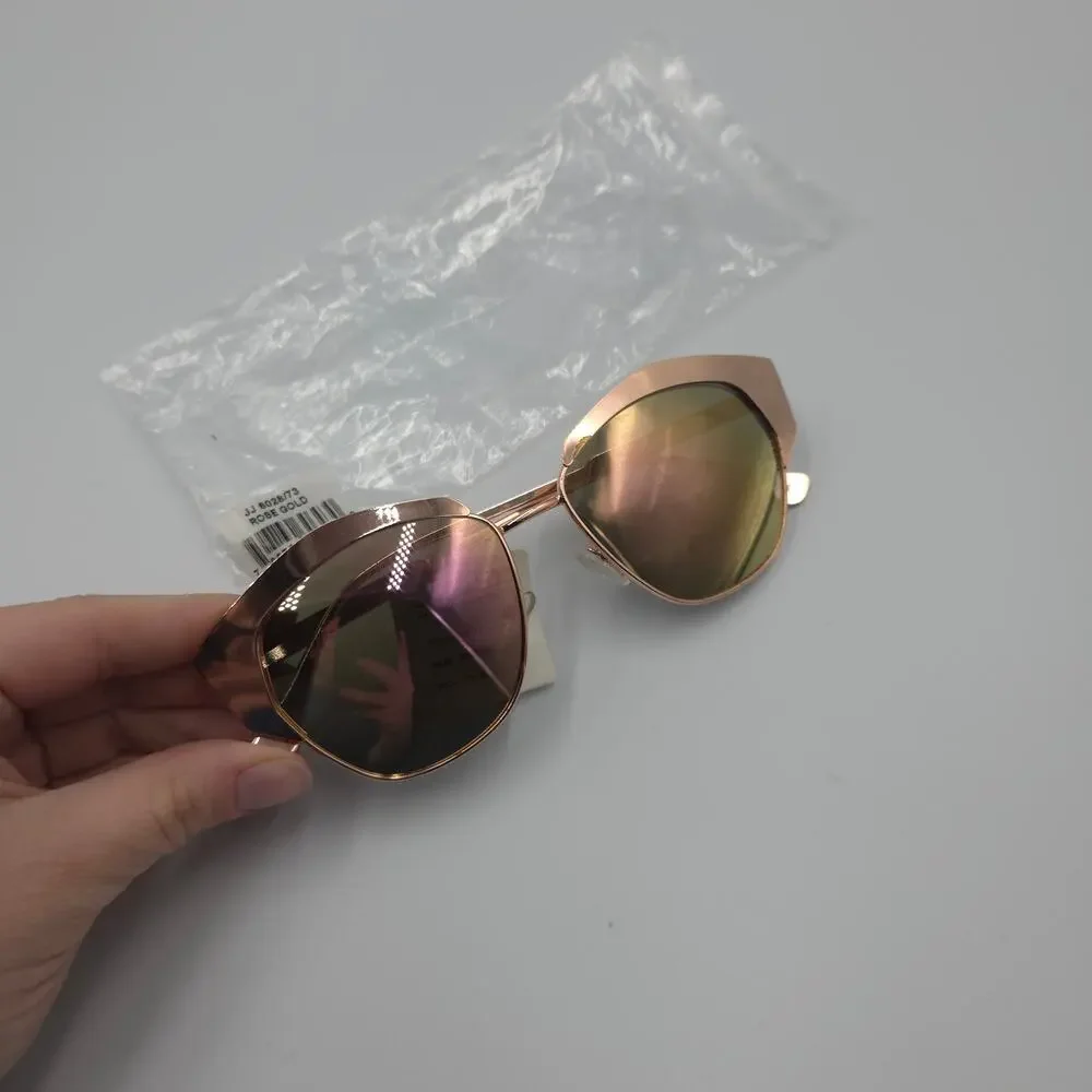 Joe’s Jeans Women's Rose Gold Browline Geometric Cat Eye Sunglasses